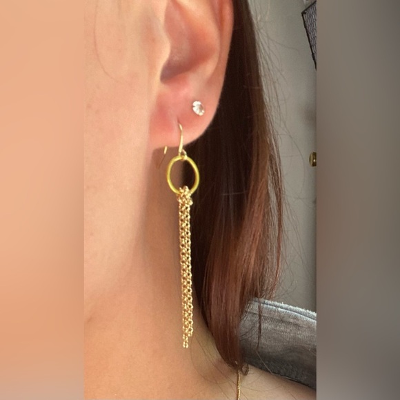 Handmade Gold Plated Drop Chain Earrings - Picture 4 of 4